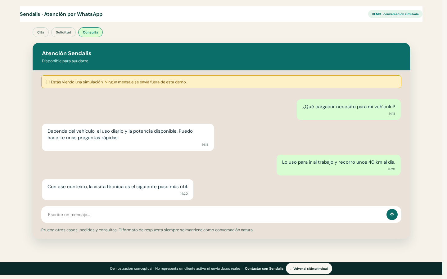Vista conceptual de atención y seguimiento